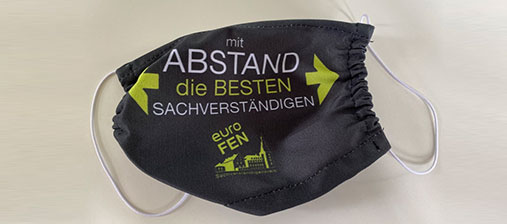 Für eine kleine Überraschung sorgte der euroFEN noch zu Beginn. Es gab für jeden Anwesenden eine eigens entworfenen Mund-Nasenschutz. So wird die Not zur Tugend.